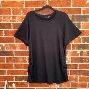 Gap Womens 2X Black Ruched Shide Wide Flare Sleeve Casual Dress